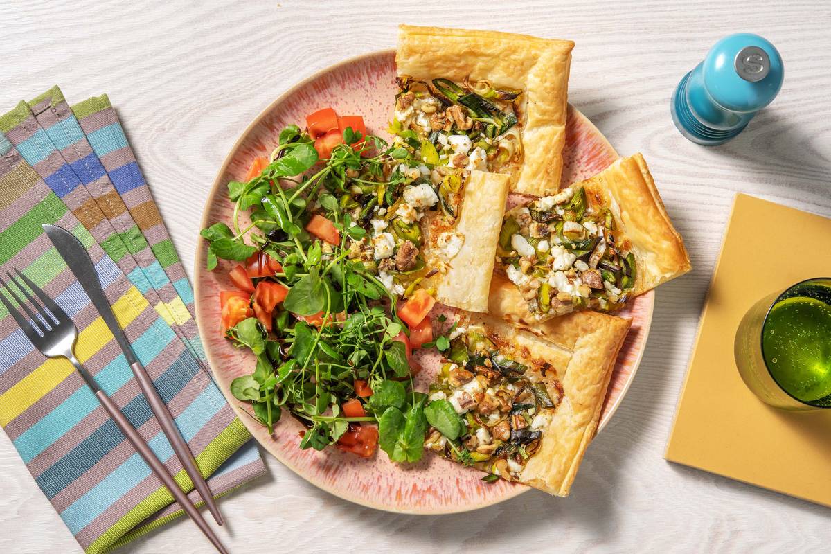 Leek, Cheese and Pesto Tart