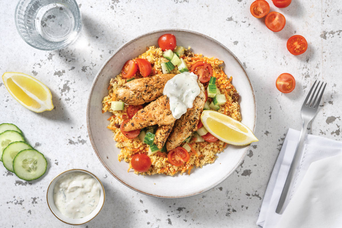 Lemon, Garlic & Herb Chicken with Wholemeal Couscous & Herby Mayo