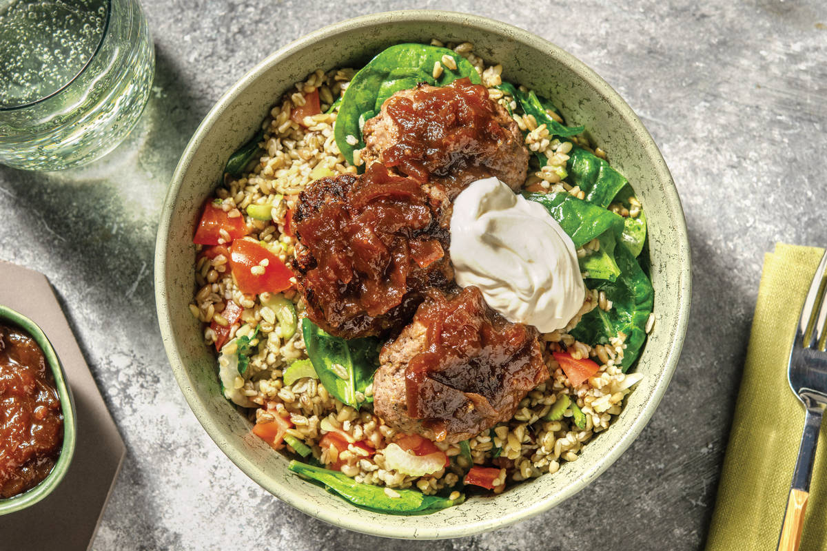 Lemon Pepper Beef Rissoles & Veggie Brown Rice