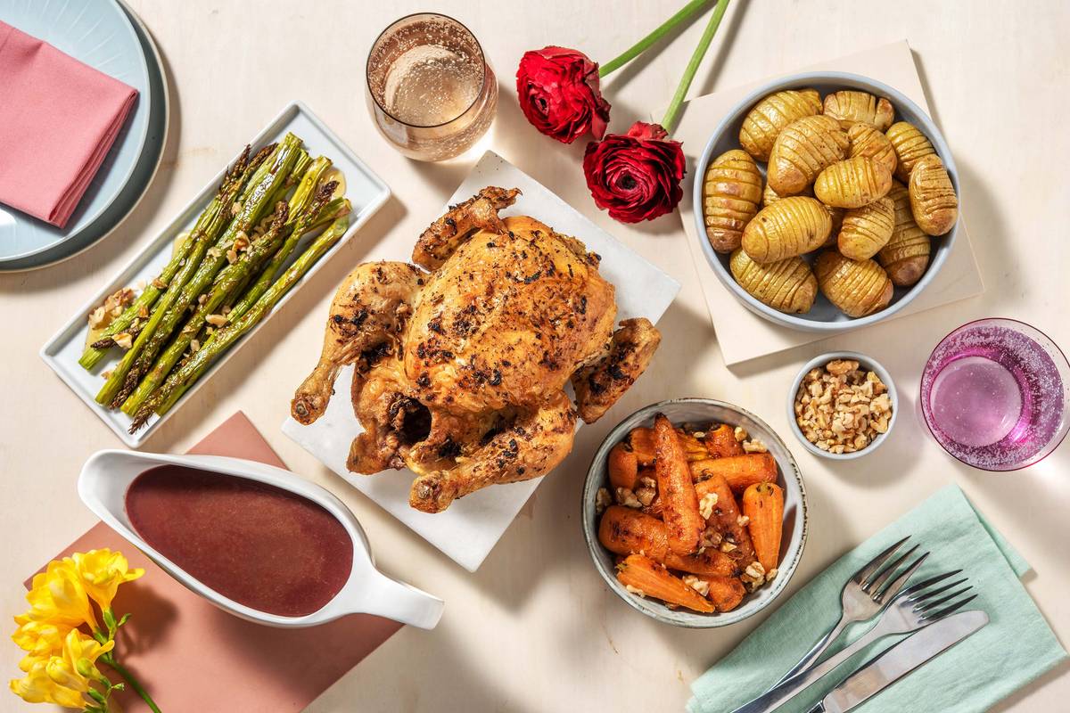 Lemon & Rosemary Roast Chicken and Hasselback Potatoes