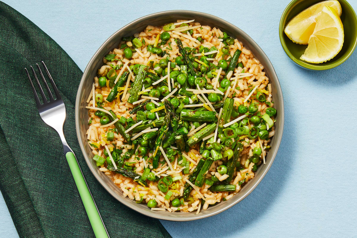 Lemony Charred Pea & Asparagus Risotto