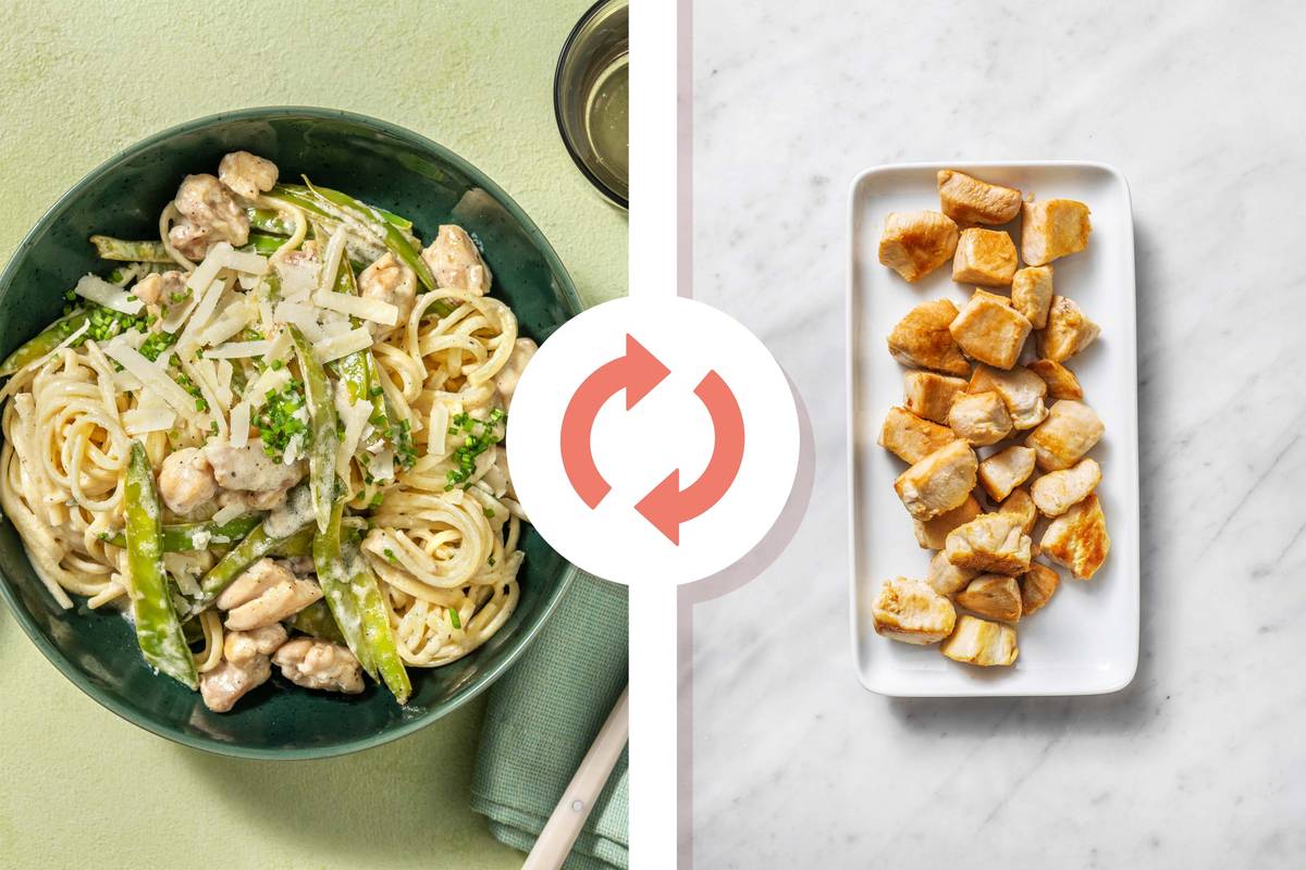 Creamy Lemon Diced Chicken Breast Linguine