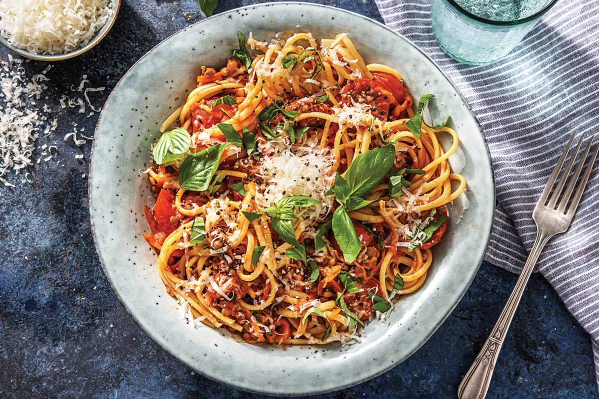 Lentil, Caper & Cherry Tomato Spaghetti