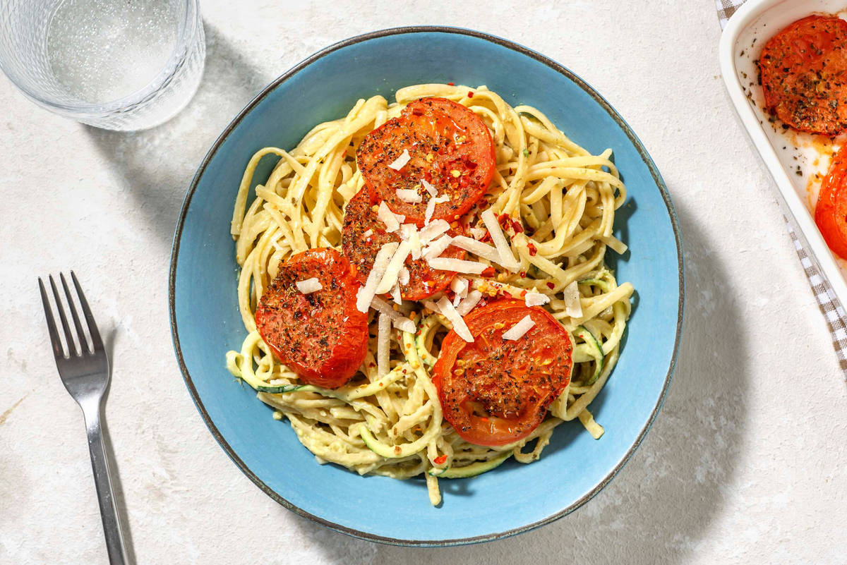 Linguine in romige avocado-pestosaus