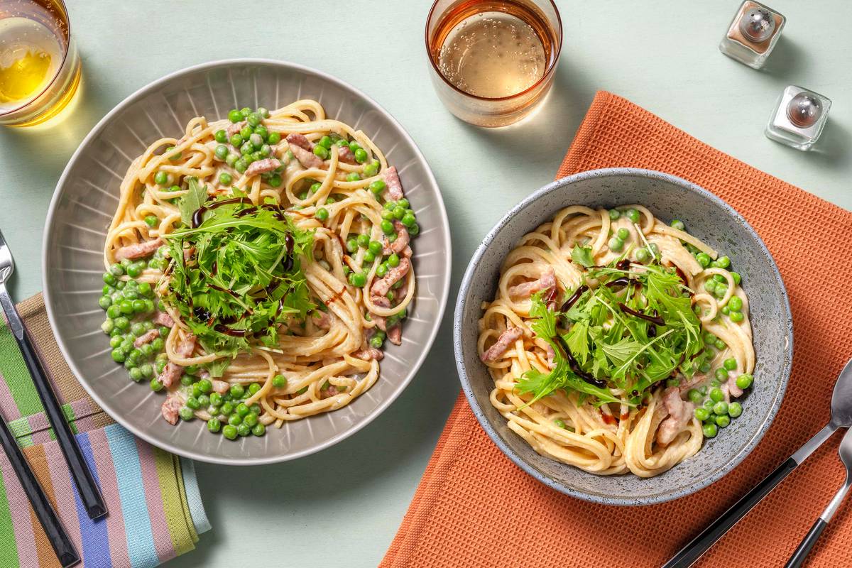 Linguine in Creamy Bacon Sauce