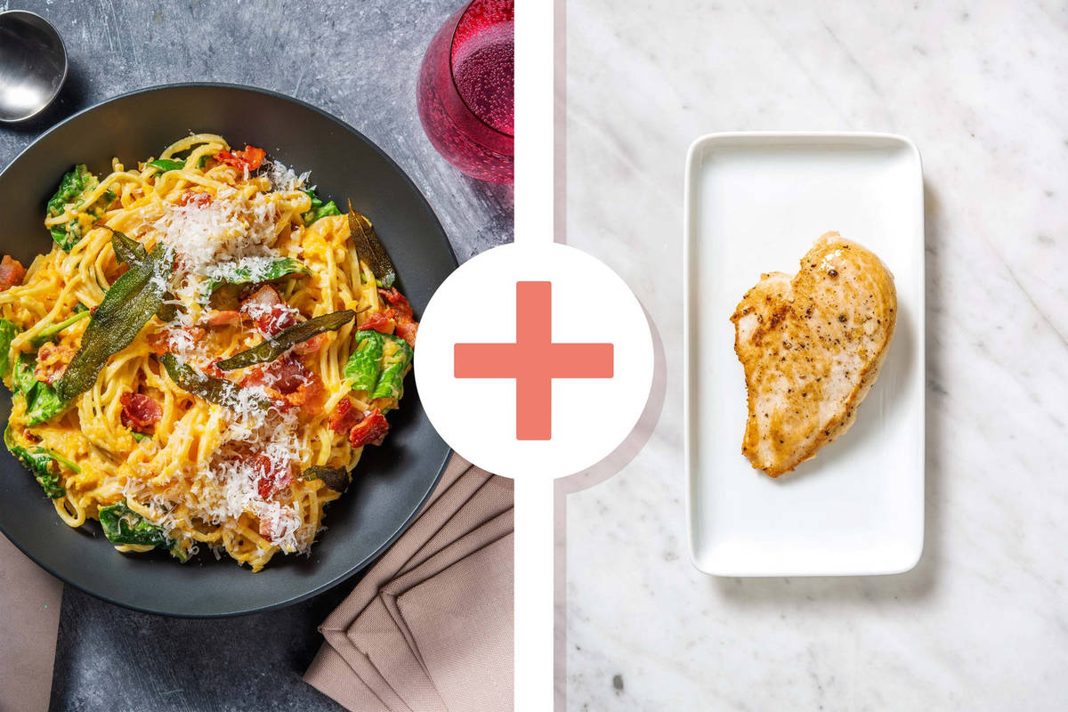 Squash, Bacon and Chicken Breast Alfredo