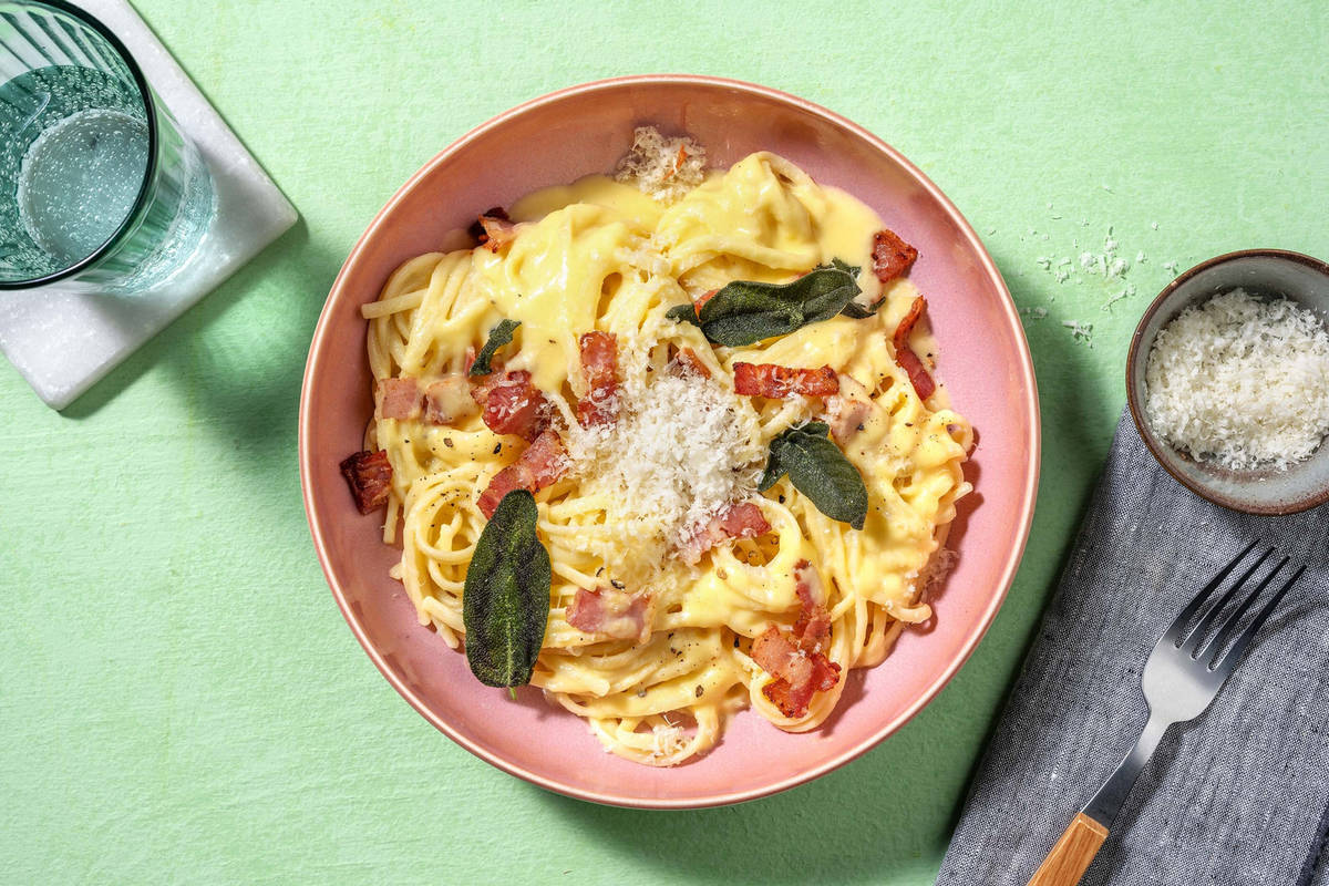 Squash and Bacon Alfredo