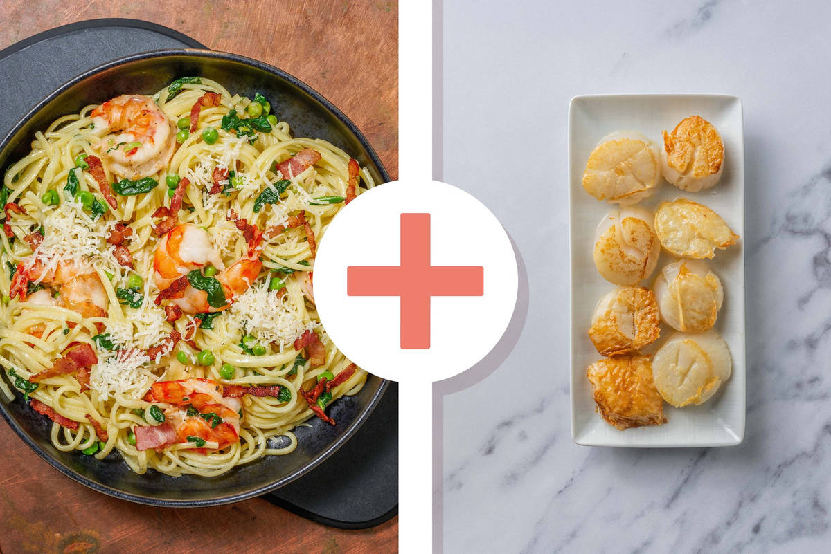 Creamy Alfredo-Style Jumbo Shrimp and Scallops Linguine