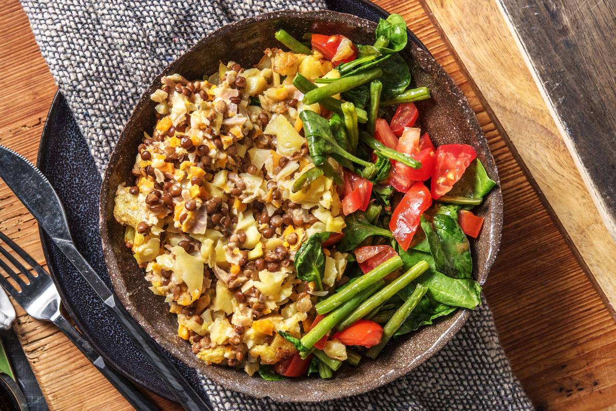 Linsenauflauf mit Kartoffelkruste