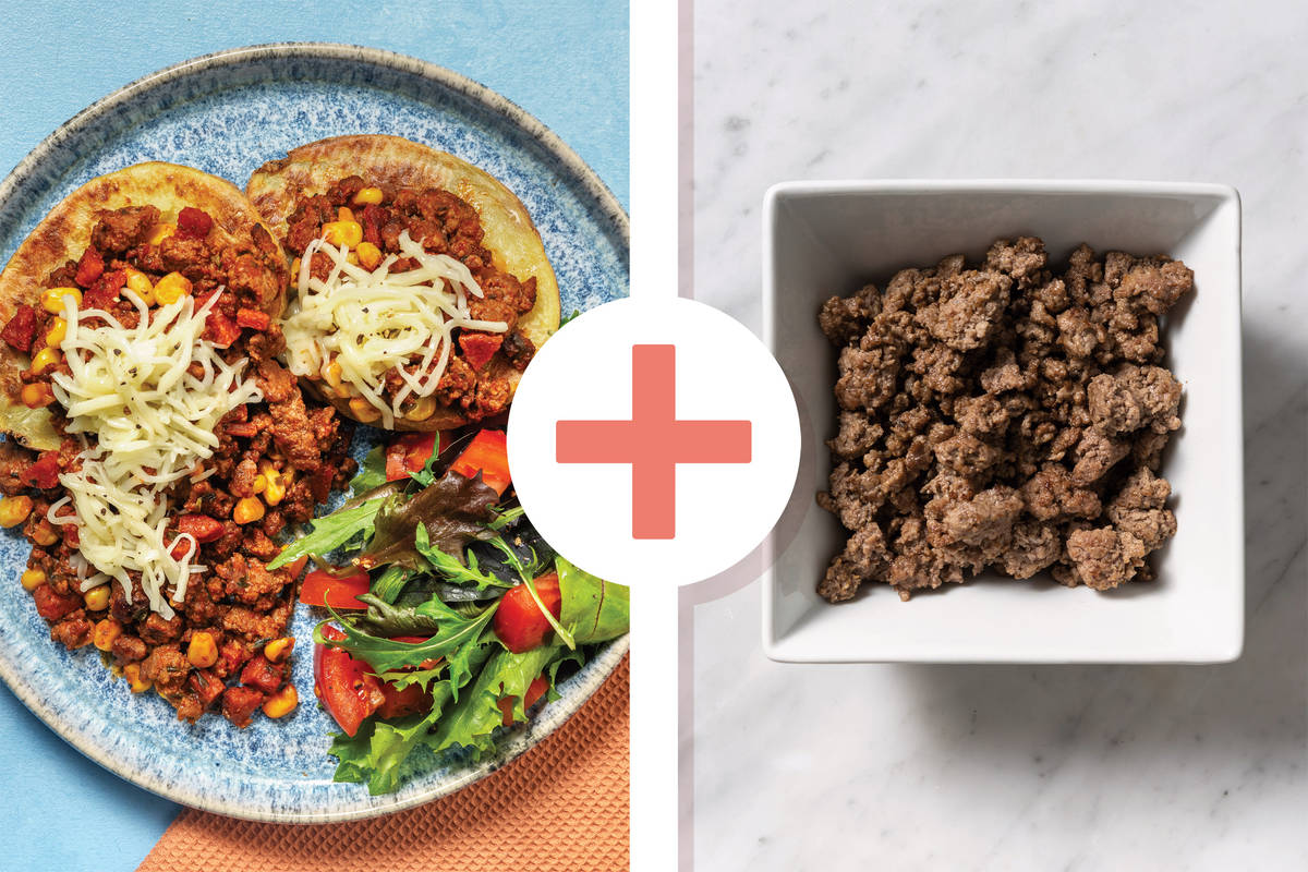 Loaded Double Beef, Pork & Chorizo Jacket Potatoes