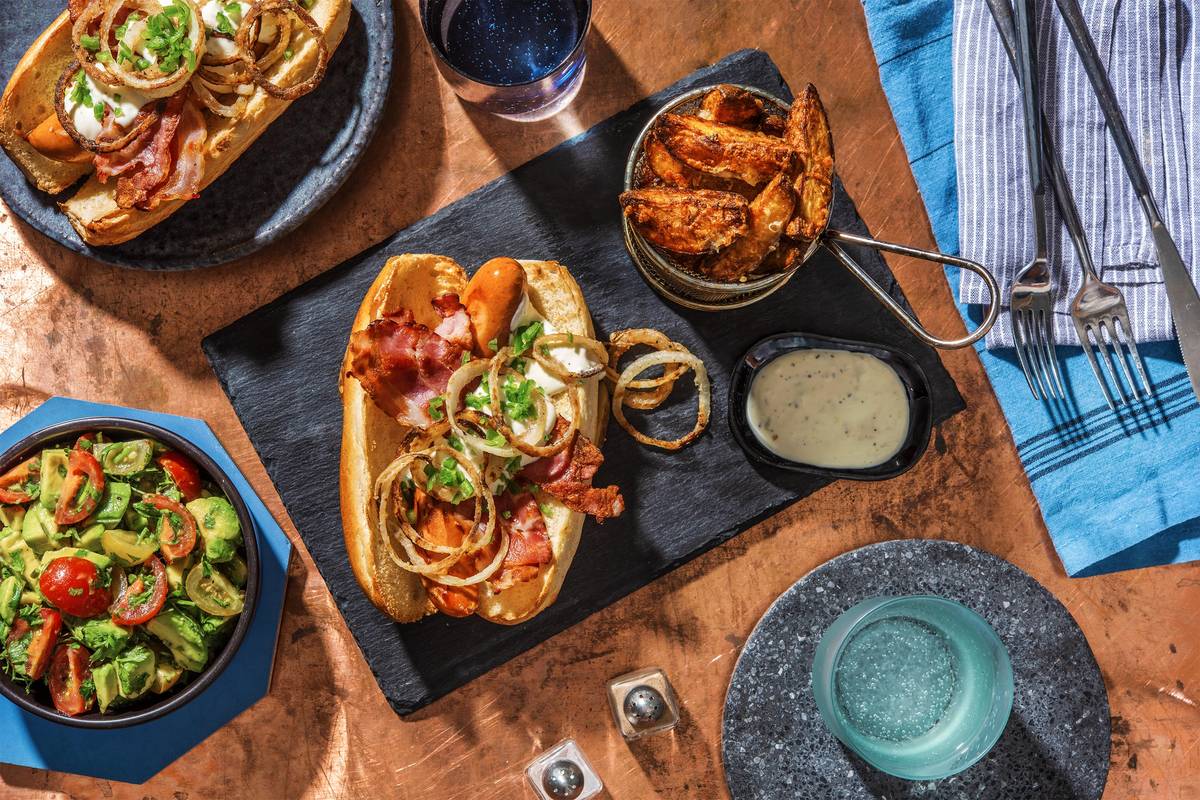 Loaded Smoky Sausages and Crispy Onions
