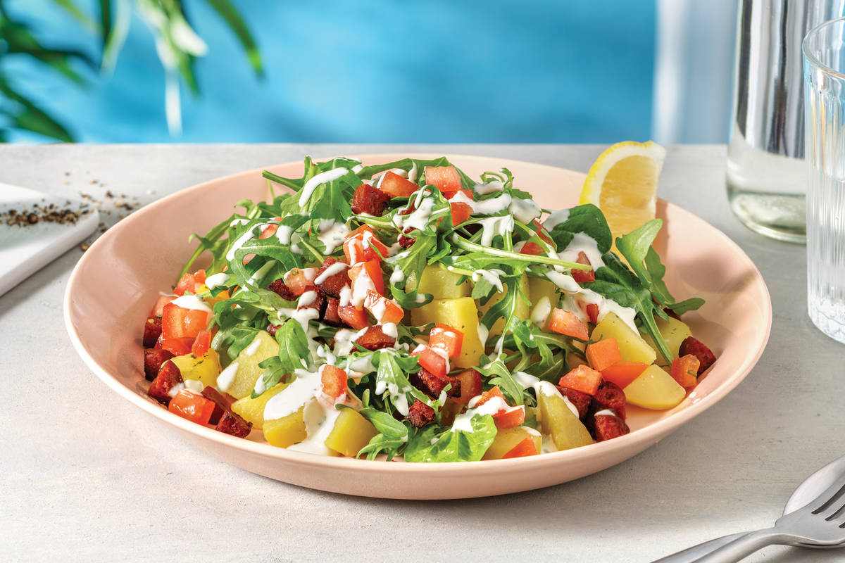 Creamy Potato Chorizo Salad with Tomato Rocket Recipe HelloFresh