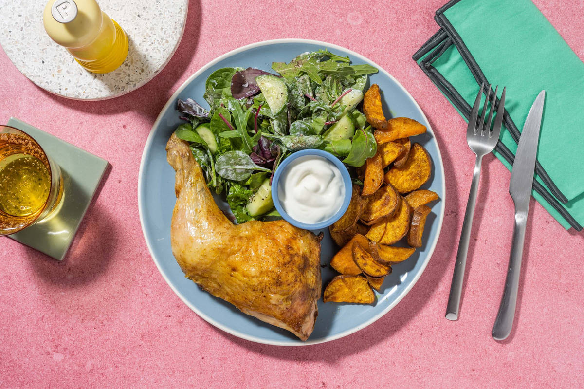 Madras Pouletschenkel mit Süsskartoffeln