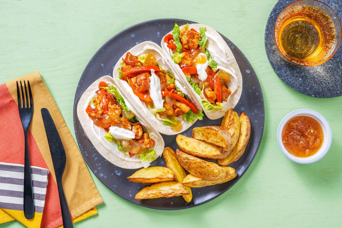 Mango Chutney Glazed Chicken Wraps