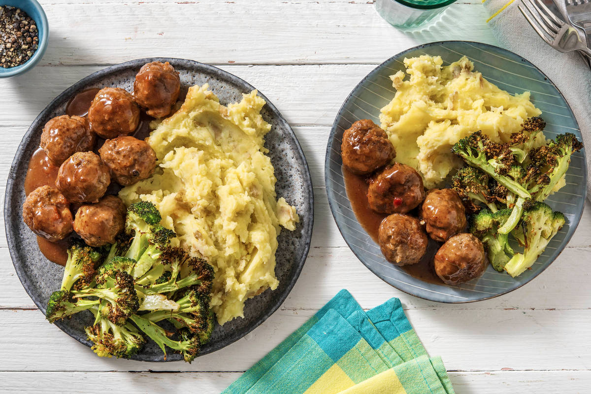 Meatballs and Bacon & Onion Gravy