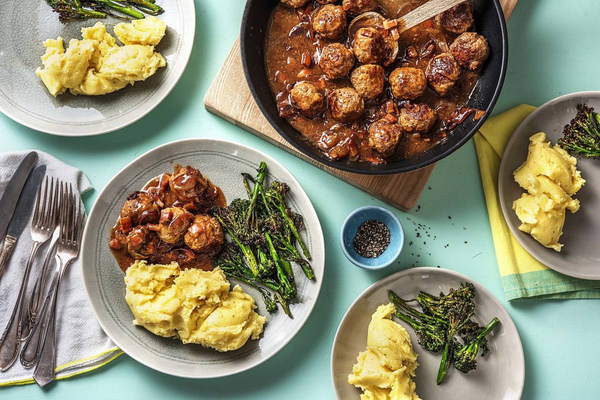 Meatballs and Bacon & Onion Gravy