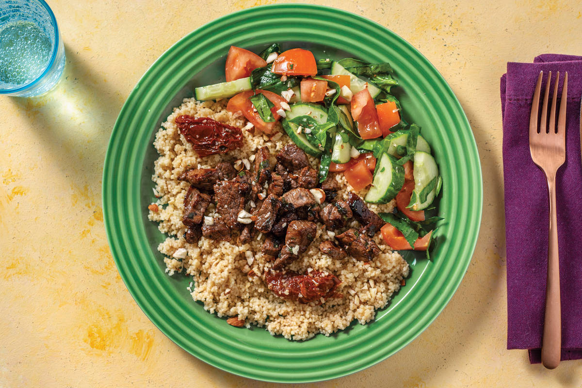 Mediterranean Beef & Couscous with Semi-Dried Tomatoes
