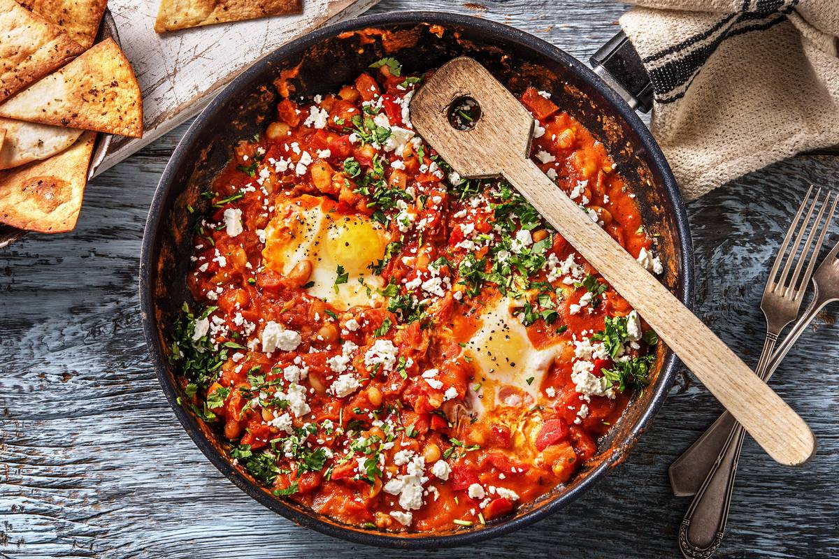 Mexicaanse shakshuka met tortillachips