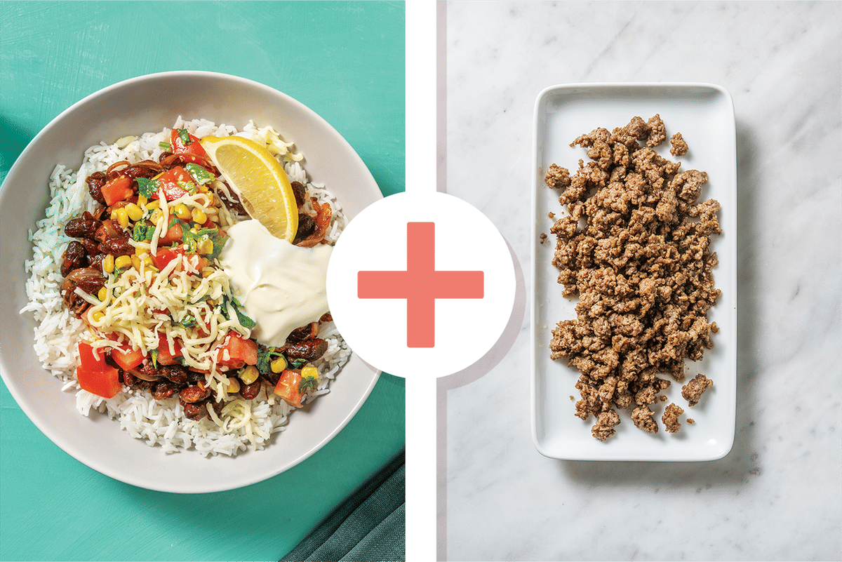 Saucy Louisiana Beef, Bean & Corn Burrito Bowl