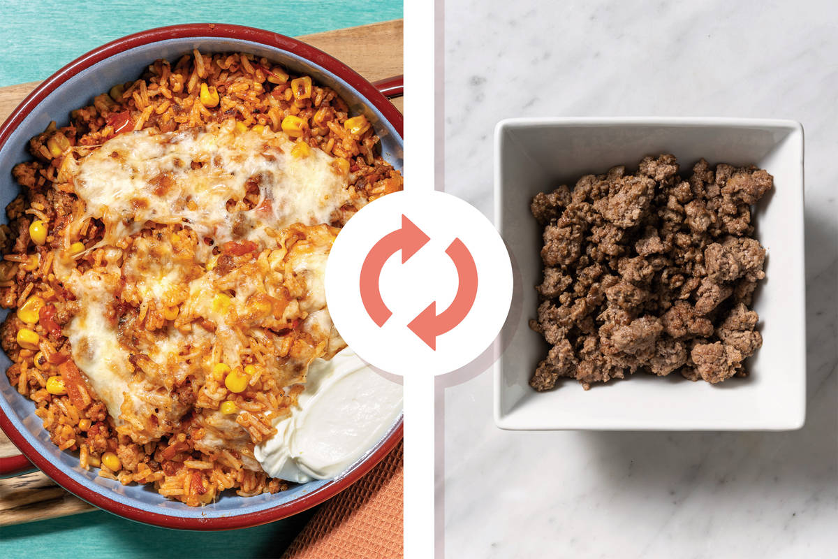 Cheesy Mexican Plant-Based Mince & Rice Bake