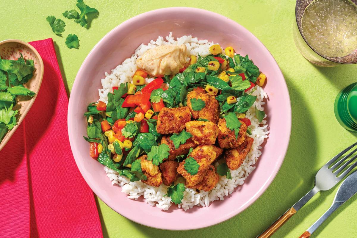 Double Mexican Popcorn Chicken & Garlic Rice