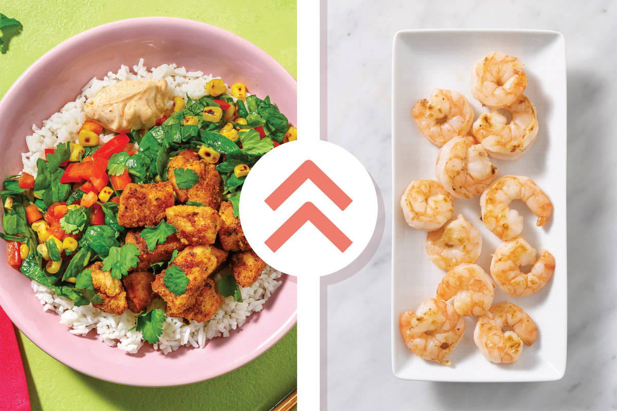 Mexican Popcorn Prawns & Garlic Rice