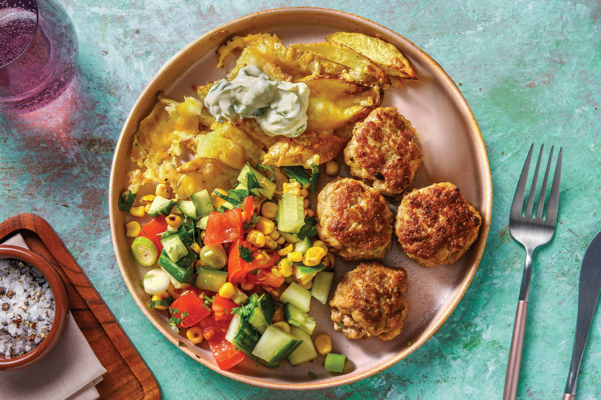 Mexican Pork Rissoles & Cheesy Fries