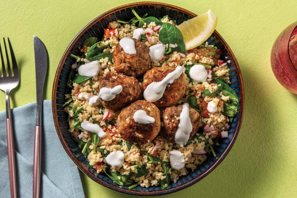 Middle Eastern Beef & Crumbly Cheese Meatballs