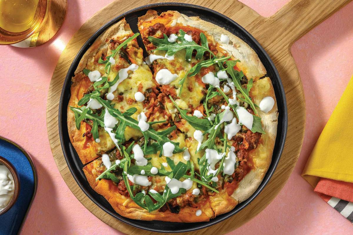 Middle Eastern Beef & Veggie Pizza