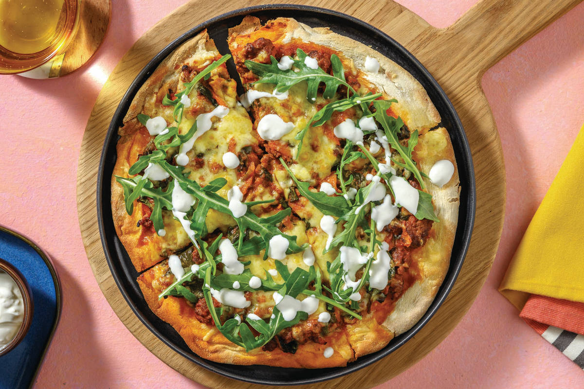Middle Eastern Beef & Veggie Pizza