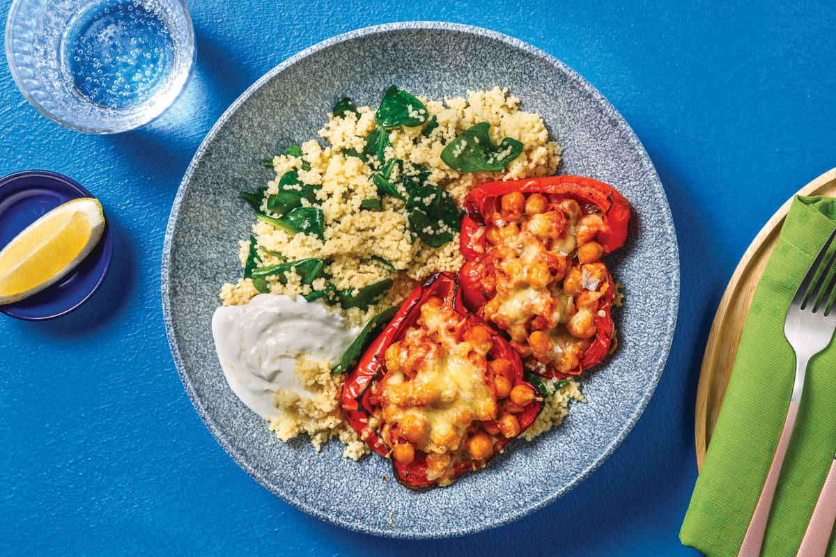 Chermoula Chickpea Stuffed Capsicums