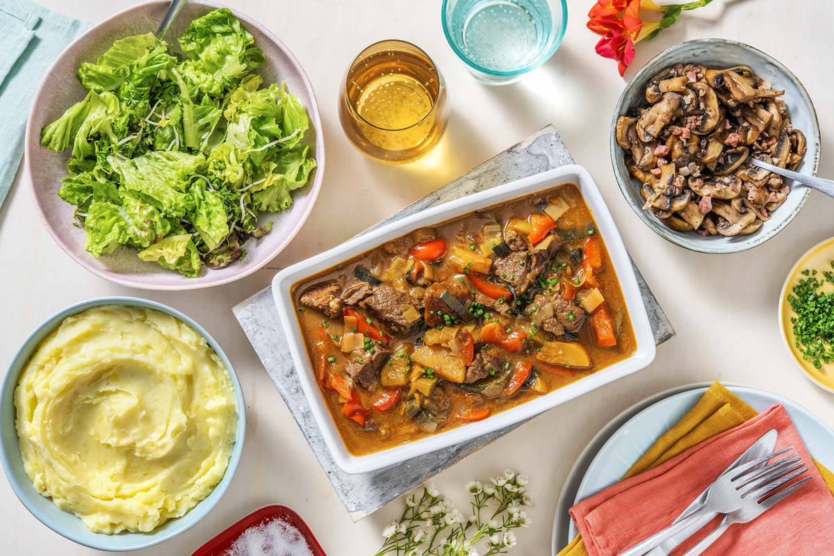 Feestelijke kalfsstoof met aardappelpuree