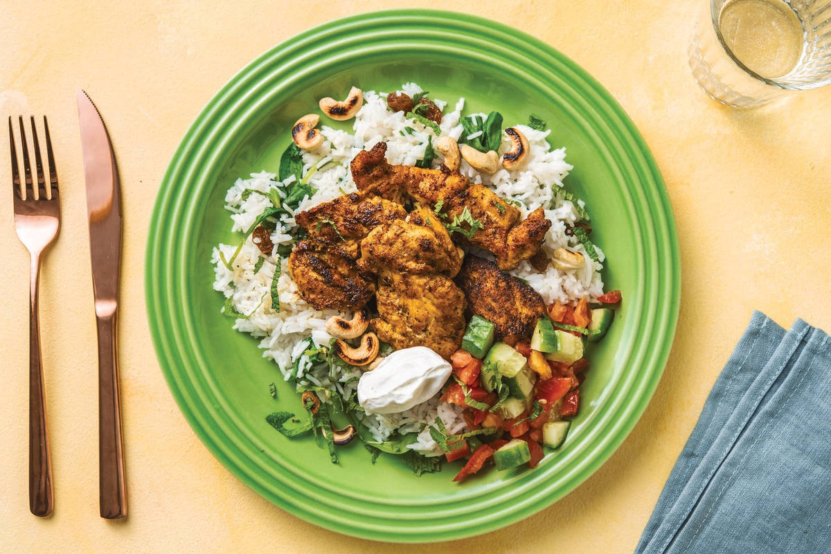 Mild North Indian Chicken with Pilau Rice, Salsa & Cashews