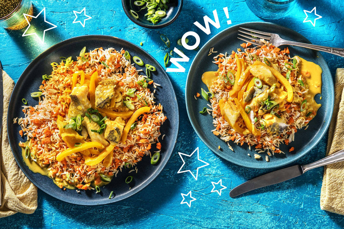 Mildes gelbes Fischcurry