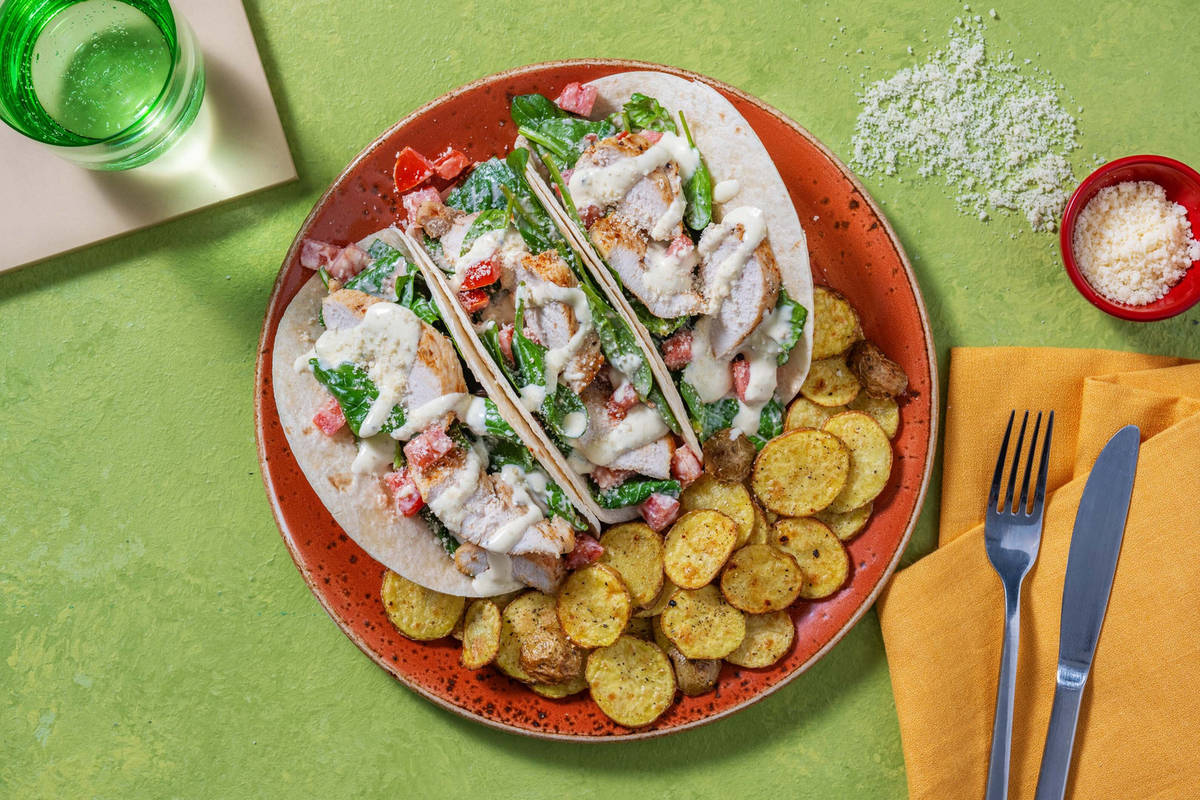 Mini wraps à la salade César au poulet