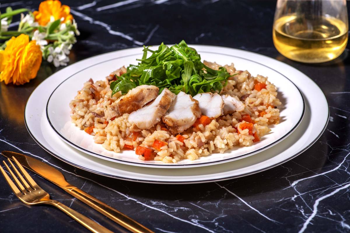 Monkfish, Bacon and Butternut Squash Risotto
