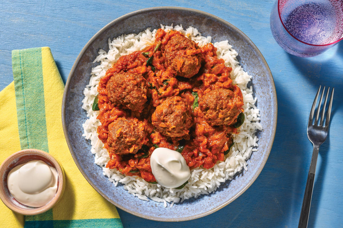 Easy Moroccan Beef & Pork Meatball Tagine