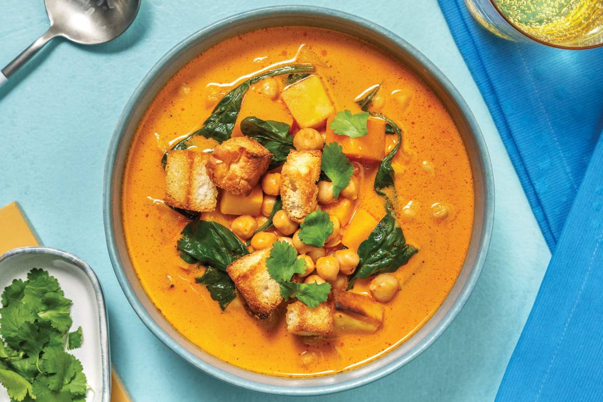 Moroccan Chickpea, Chicken & Pumpkin Soup