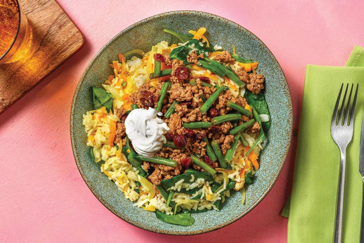 Moroccan-Spiced Plant-Based Mince & Pilaf Rice