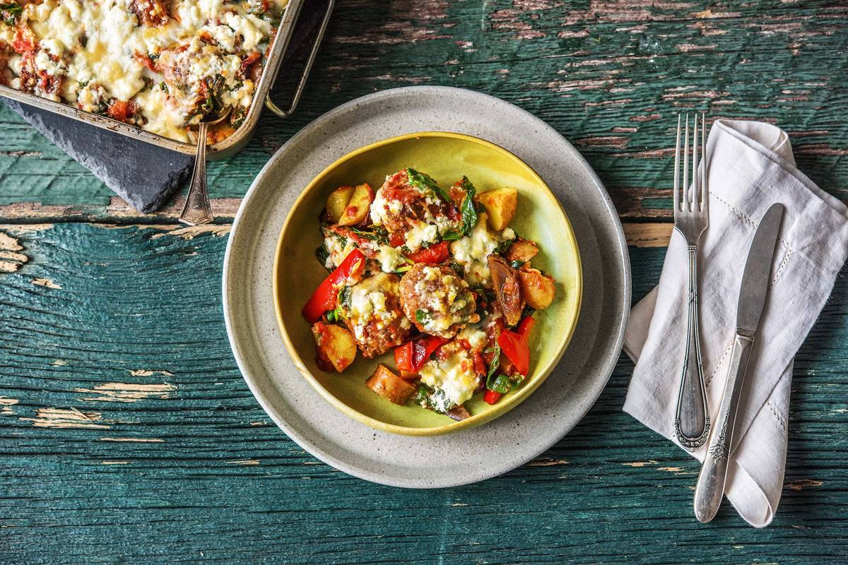 Moroccan Meatball Potato Bake