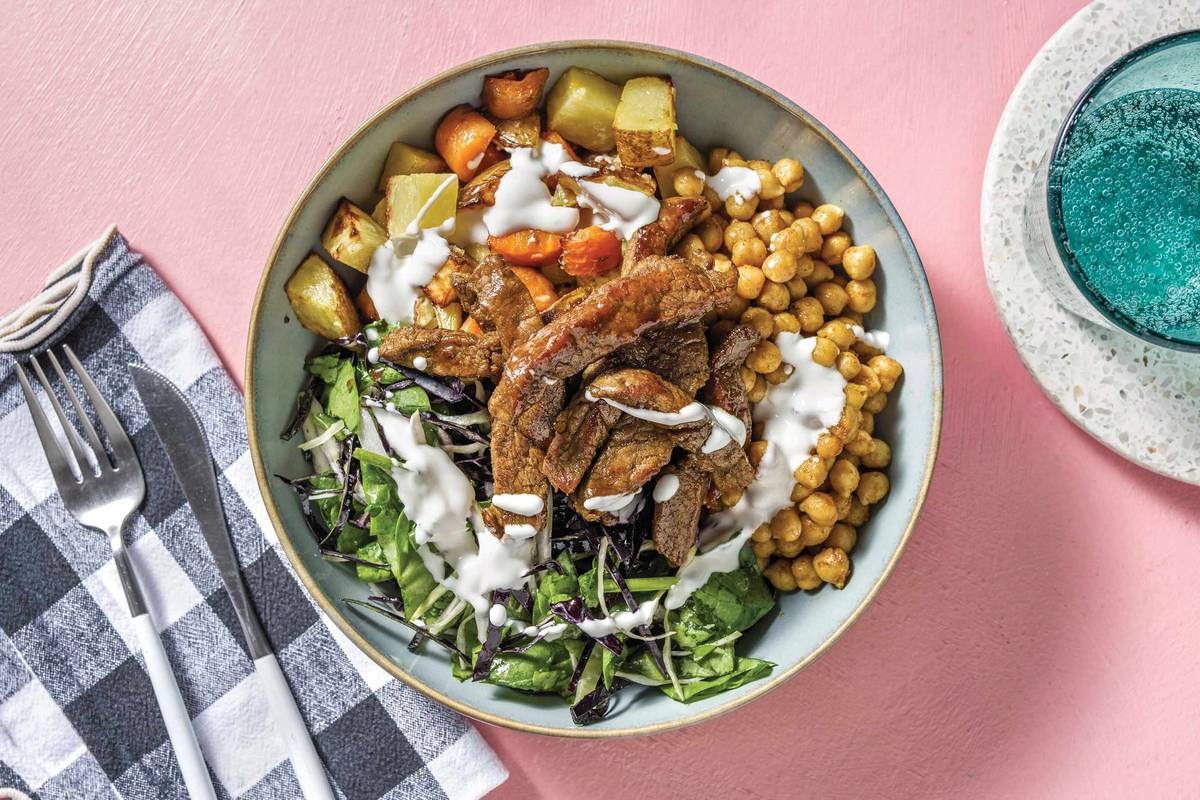 Beef & Spiced Chickpea Buddha Bowl