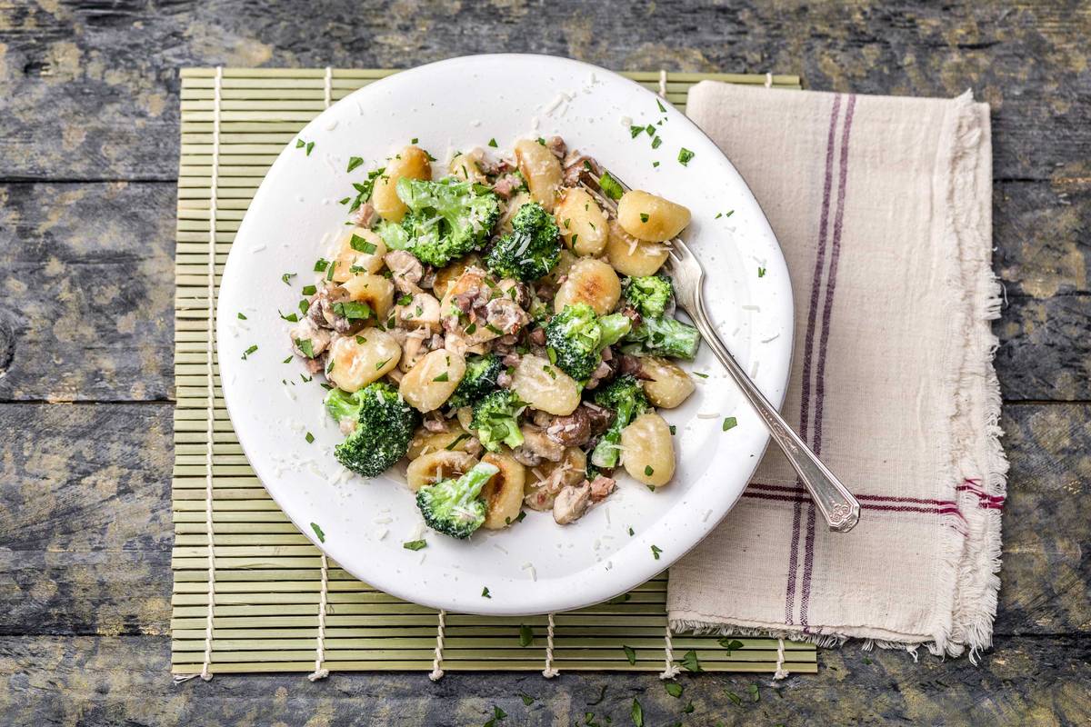 Mushroom, Broccoli and Pancetta Gnocchi
