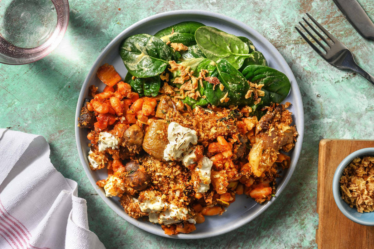 Mushroom, Cannellini Bean and Leek Bake