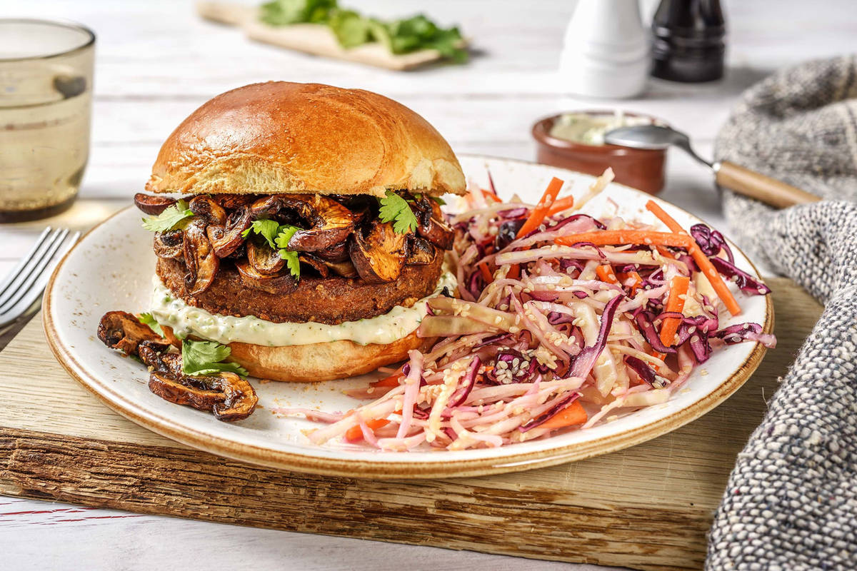 Mushroom-Topped Veggie Burger