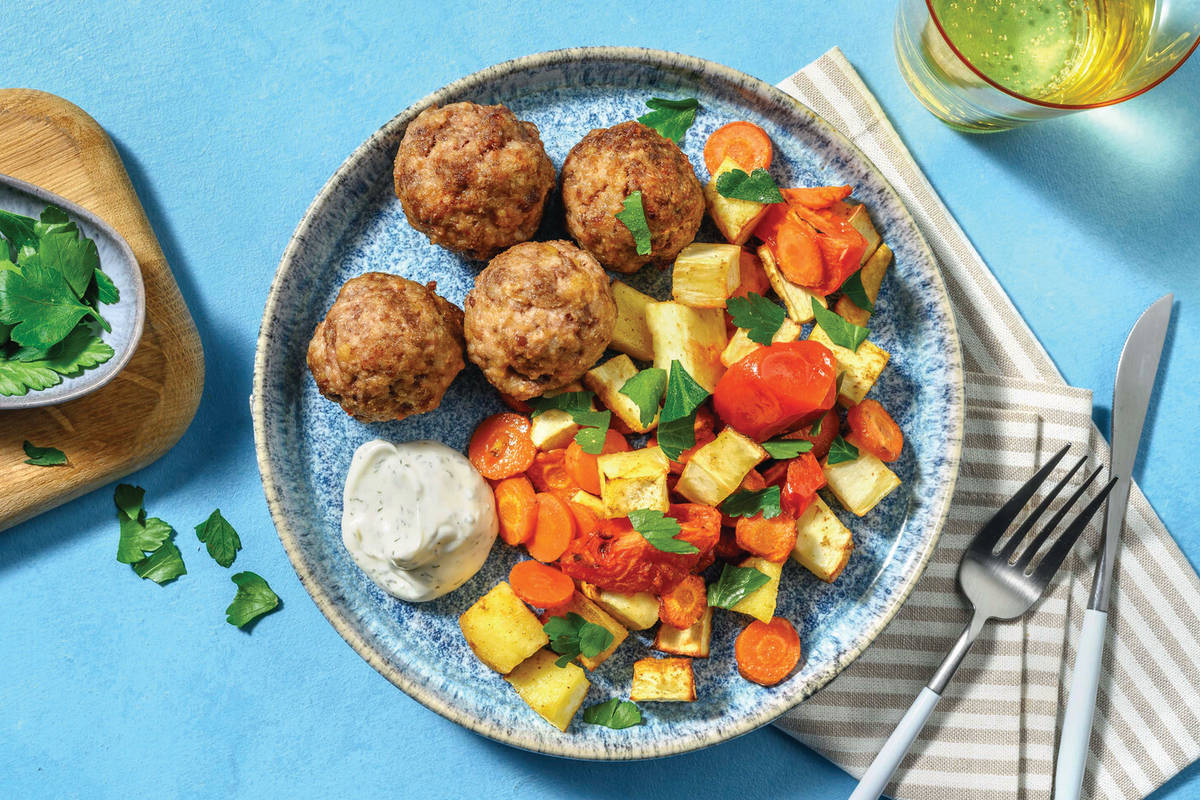 Beef & Pork Meatball Traybake