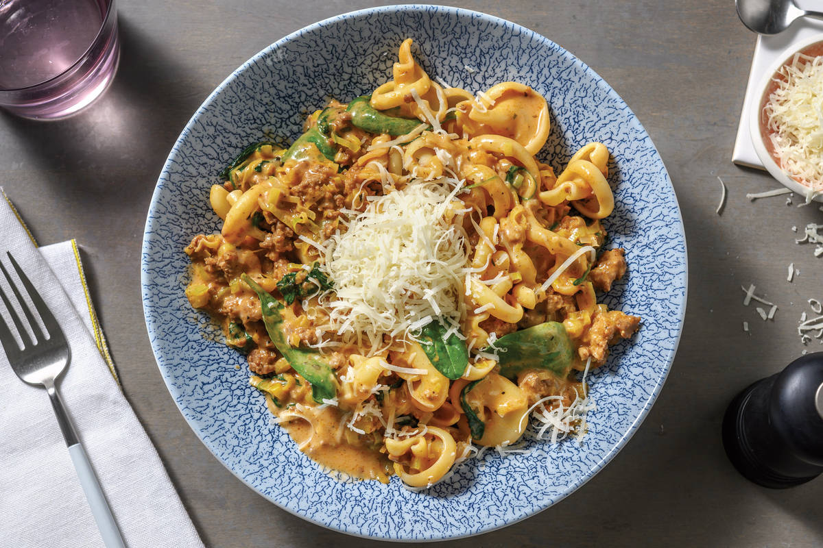 Quick Creamy Beef & Veggie Pasta