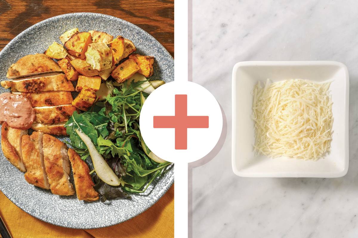 Easy Cheesy Chicken & Oregano-Roasted Veggies