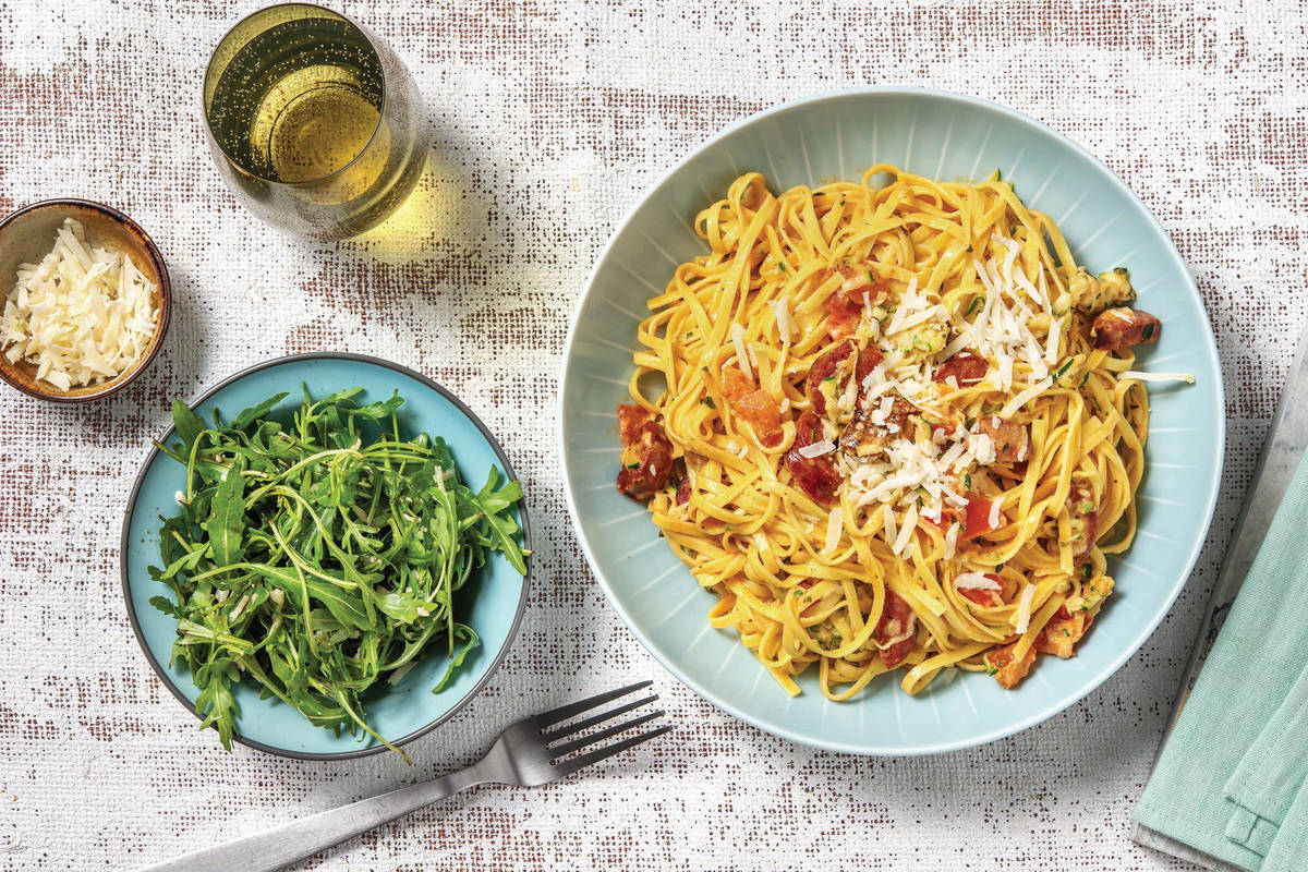 Creamy Tomato & Chorizo Fettuccine