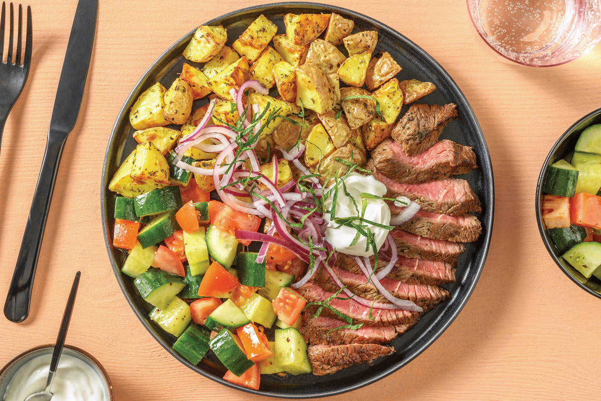 Greek Steak & Oregano Roasted Potatoes