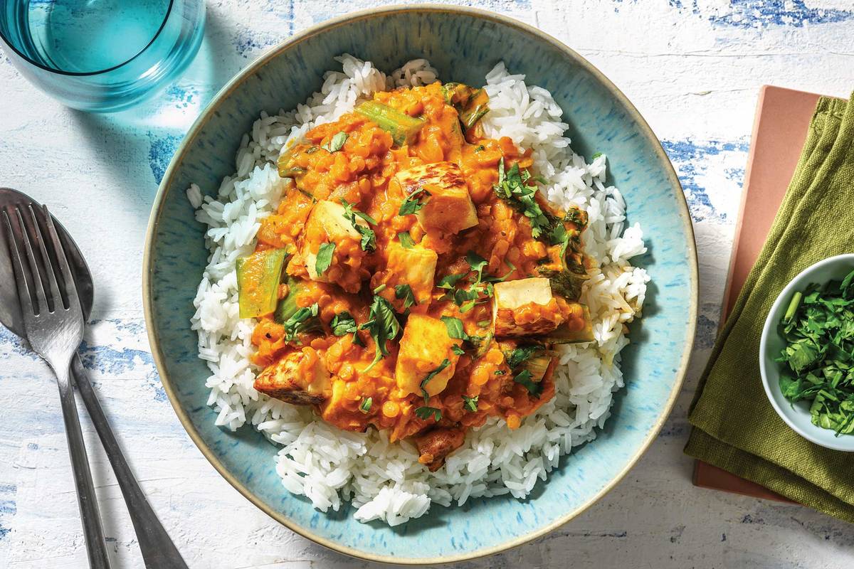NZ Halloumi & Red Lentil Coconut Dhal